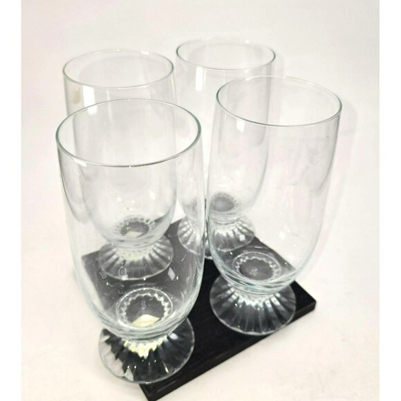 Mikasa Crystal Footed Iced Tea Glasses Icicles Set Of 4 Decorative Bases JJ3803 - Picture 3 of 8
